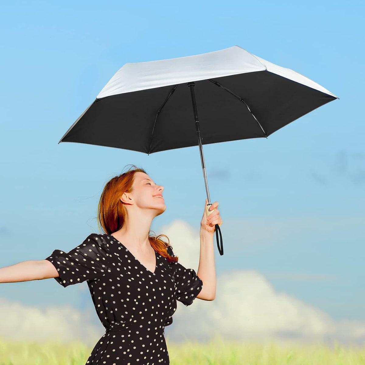 G4Free G4Free 42Inch UPF 50+ UV Protection Wooden Handle Travel Umbrella 
