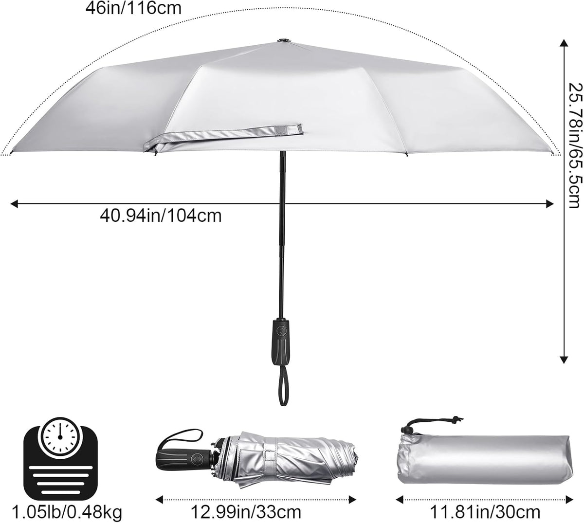G4Free G4Free 46 Inch UPF 50+ UV Protection Sun Double Layer Windproof Auto Umbrella 