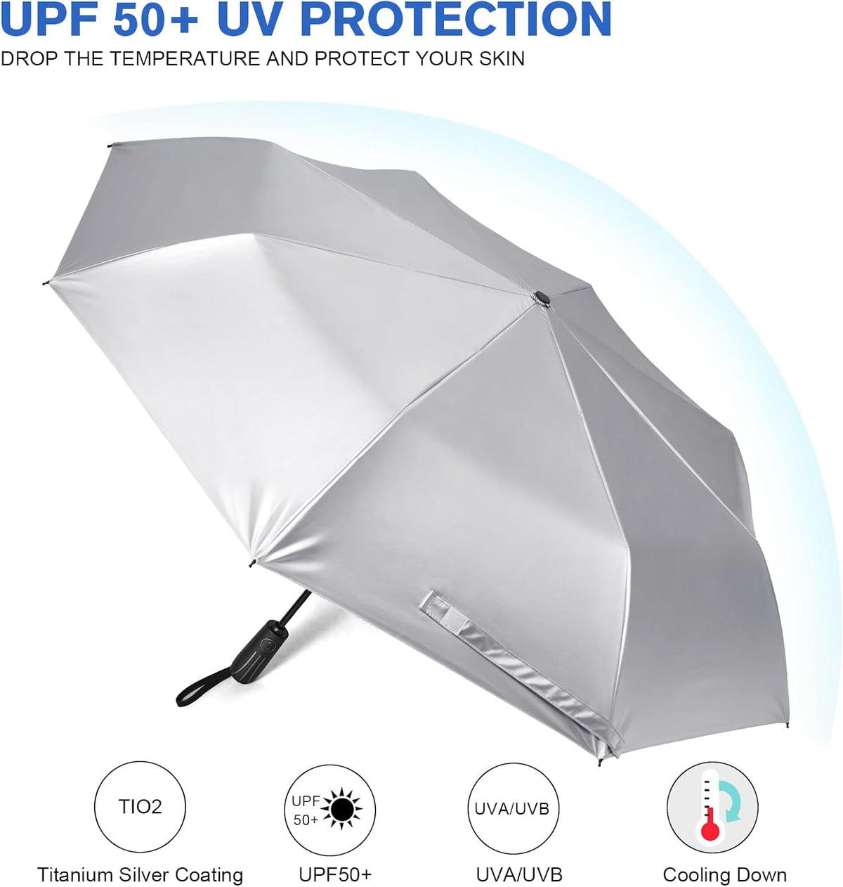 G4Free G4Free 46 Inch UPF 50+ UV Protection Sun Double Layer Windproof Auto Umbrella 