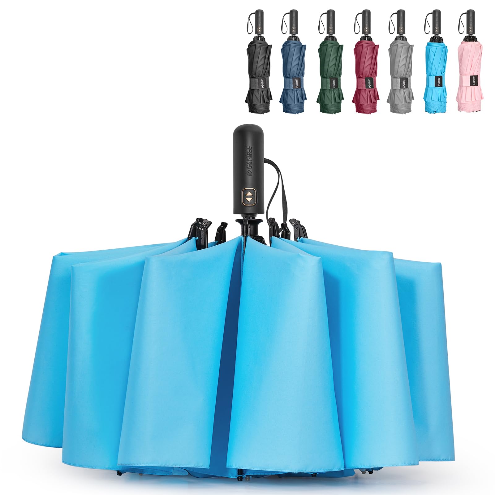 G4Free G4Free 42/46/54/62 Inch 10 Ribs Windproof for Rain Double Canopy Auto Umbrella 