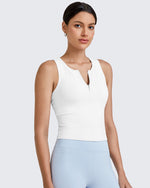 G4Free Activewear BareFeel Half Zip Cropped Workout Tank Tops 