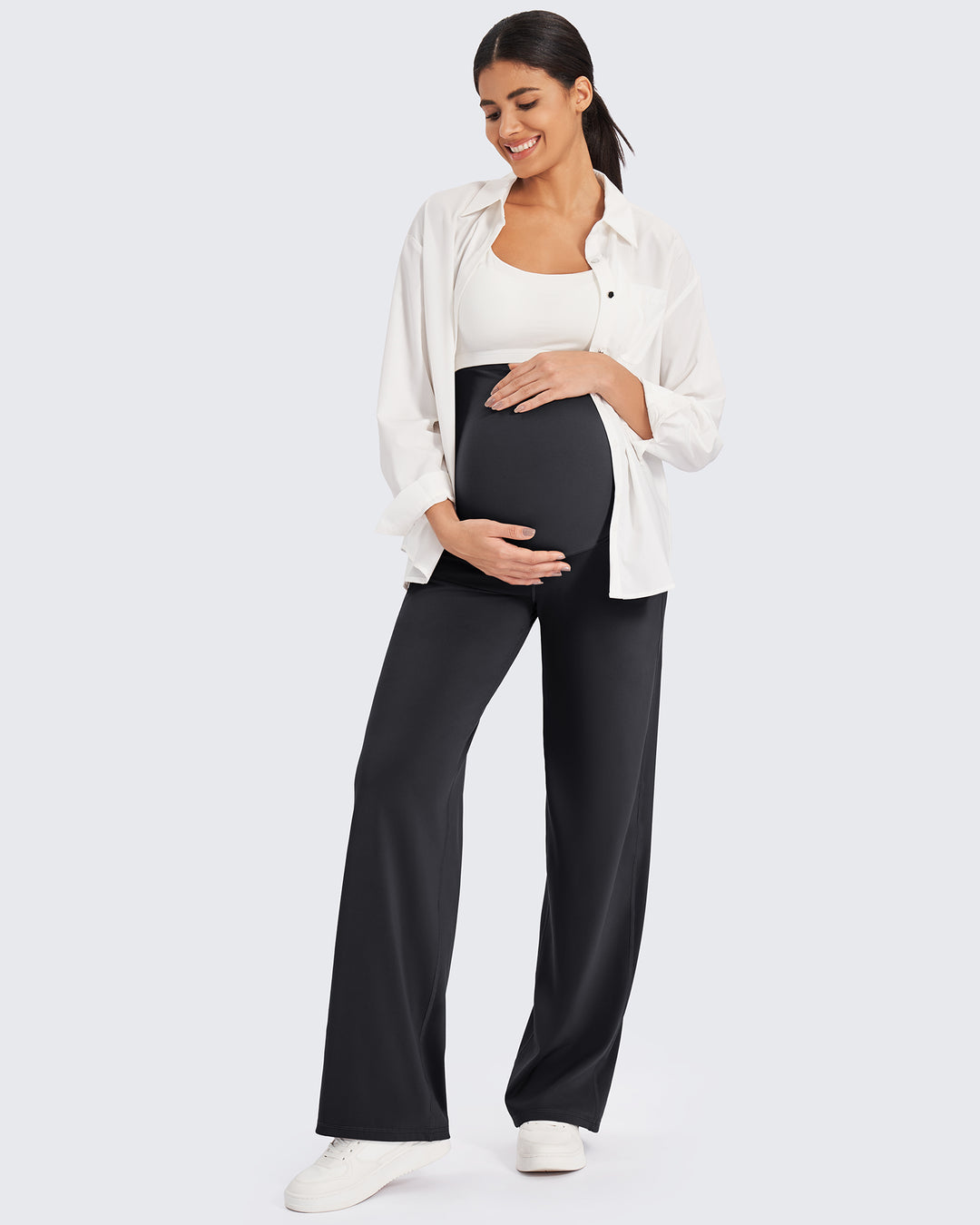 G4Free Activewear Maternity Stretch Wide Leg Pants 