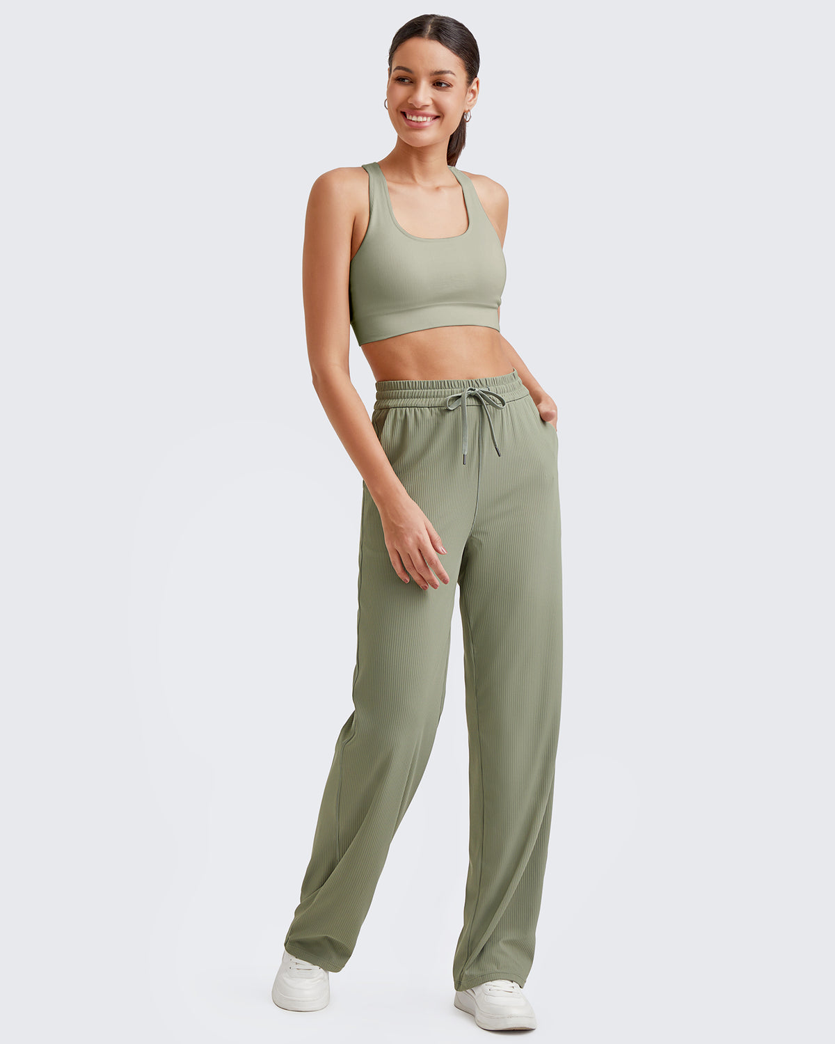 G4Free Activewear Ribbed High-Rise Seamless Work Pants 