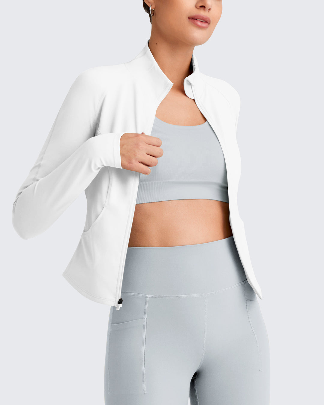 BareFeel Cropped Slim Fit Full Zip Workout Jackets