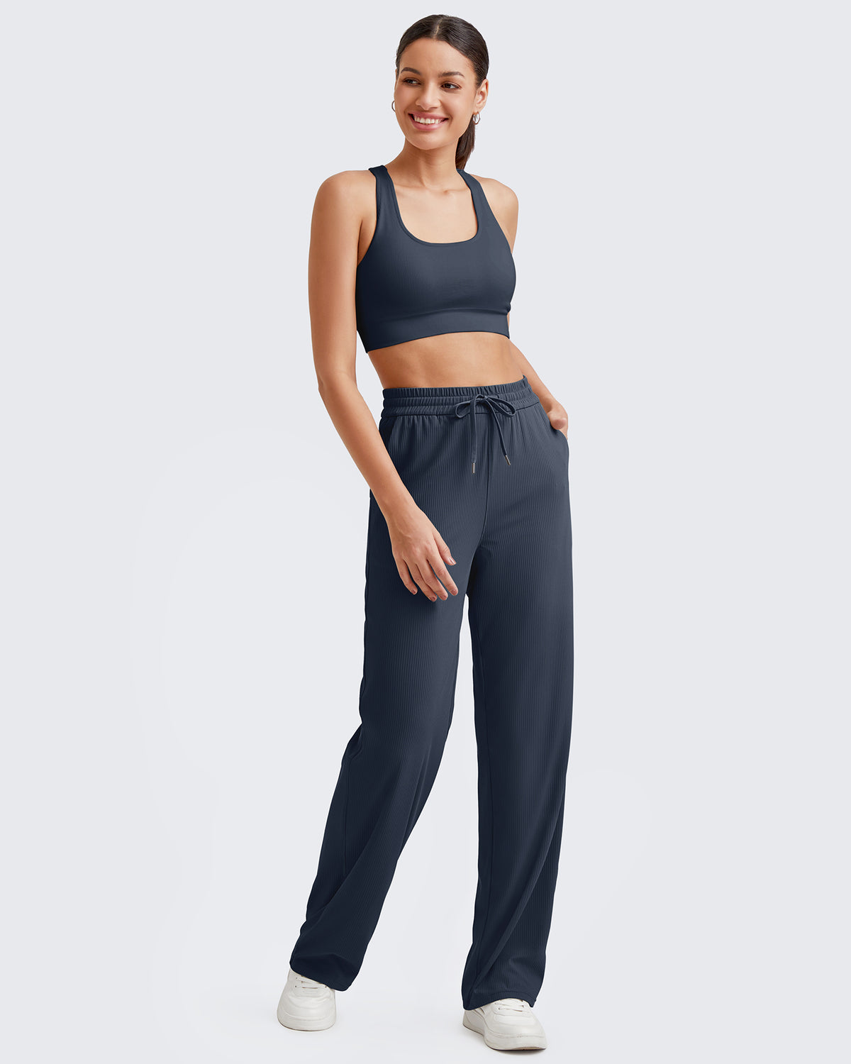 G4Free Activewear Ribbed High-Rise Seamless Work Pants 