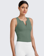 G4Free Activewear BareFeel Half Zip Cropped Workout Tank Tops 