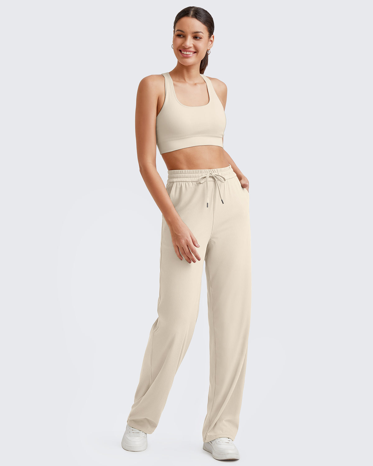 G4Free Activewear Ribbed High-Rise Seamless Work Pants 