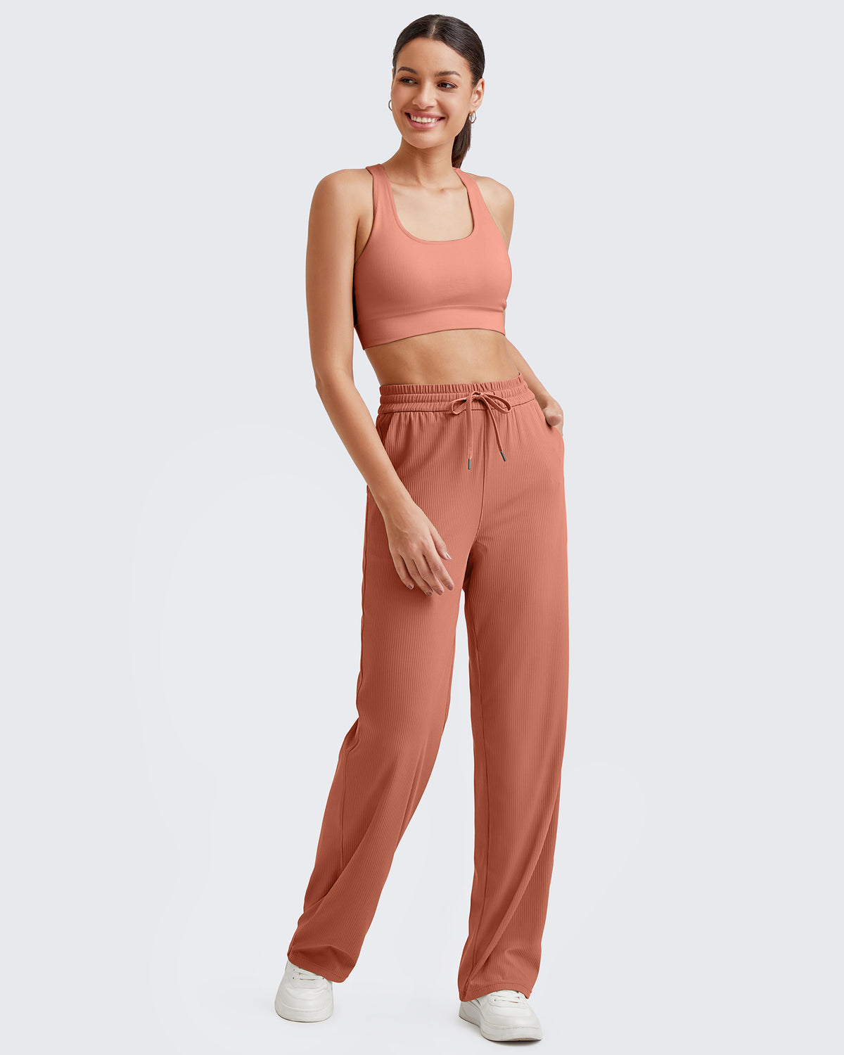 G4Free Activewear Ribbed High-Rise Seamless Work Pants 