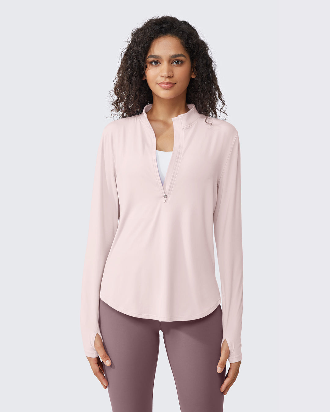 G4Free Activewear Quick Dry High Neck Sun Half Zip Tops 