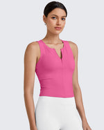 G4Free Activewear BareFeel Half Zip Cropped Workout Tank Tops 
