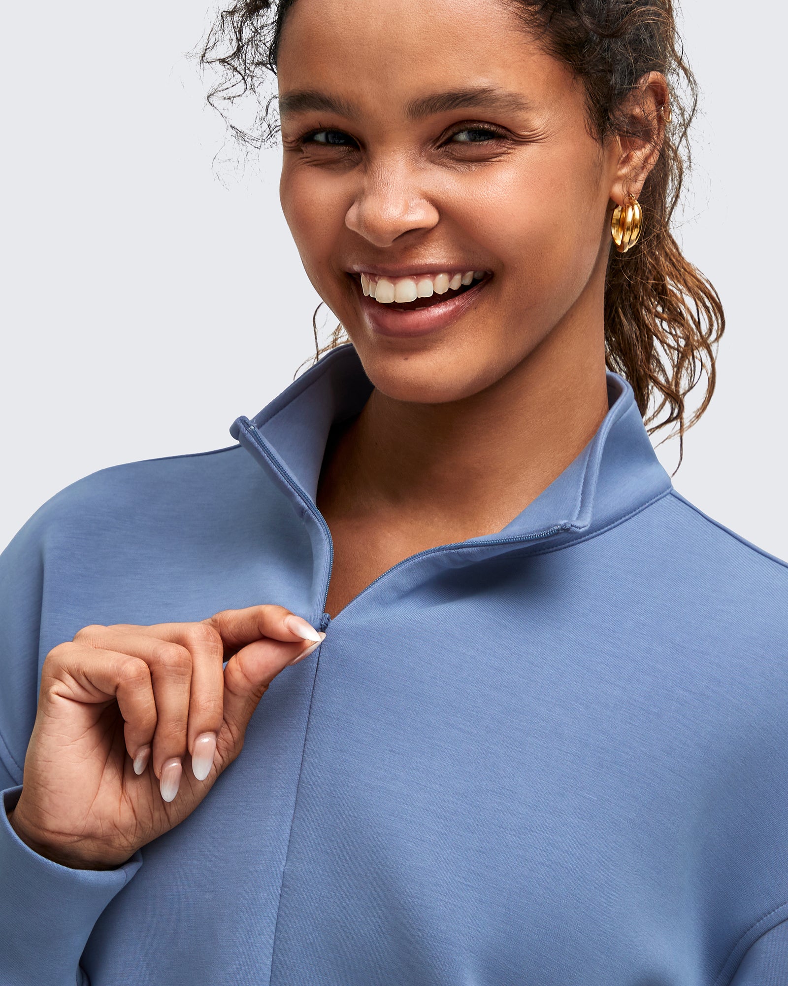 Women's Modal Half-Zip Mock Neck Sweatshirts Long Sleeve