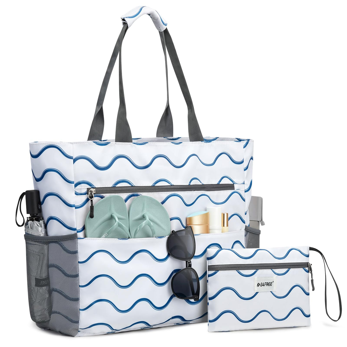 G4Free G4Free Foldable Waterproof Sandproof Tote Beach Bag 
