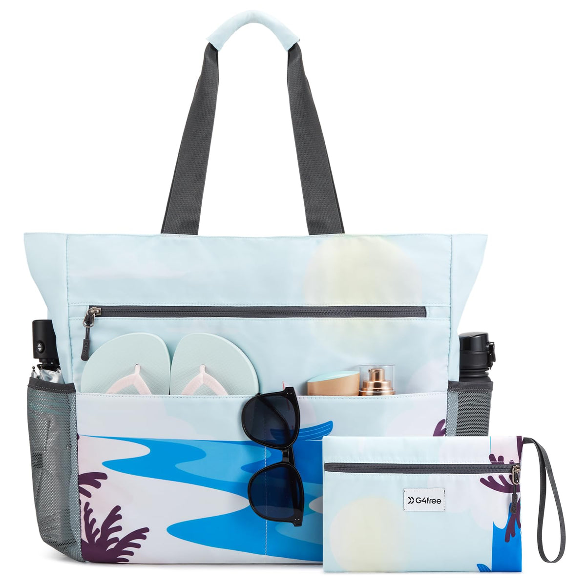 G4Free G4Free Foldable Waterproof Sandproof Tote Beach Bag 