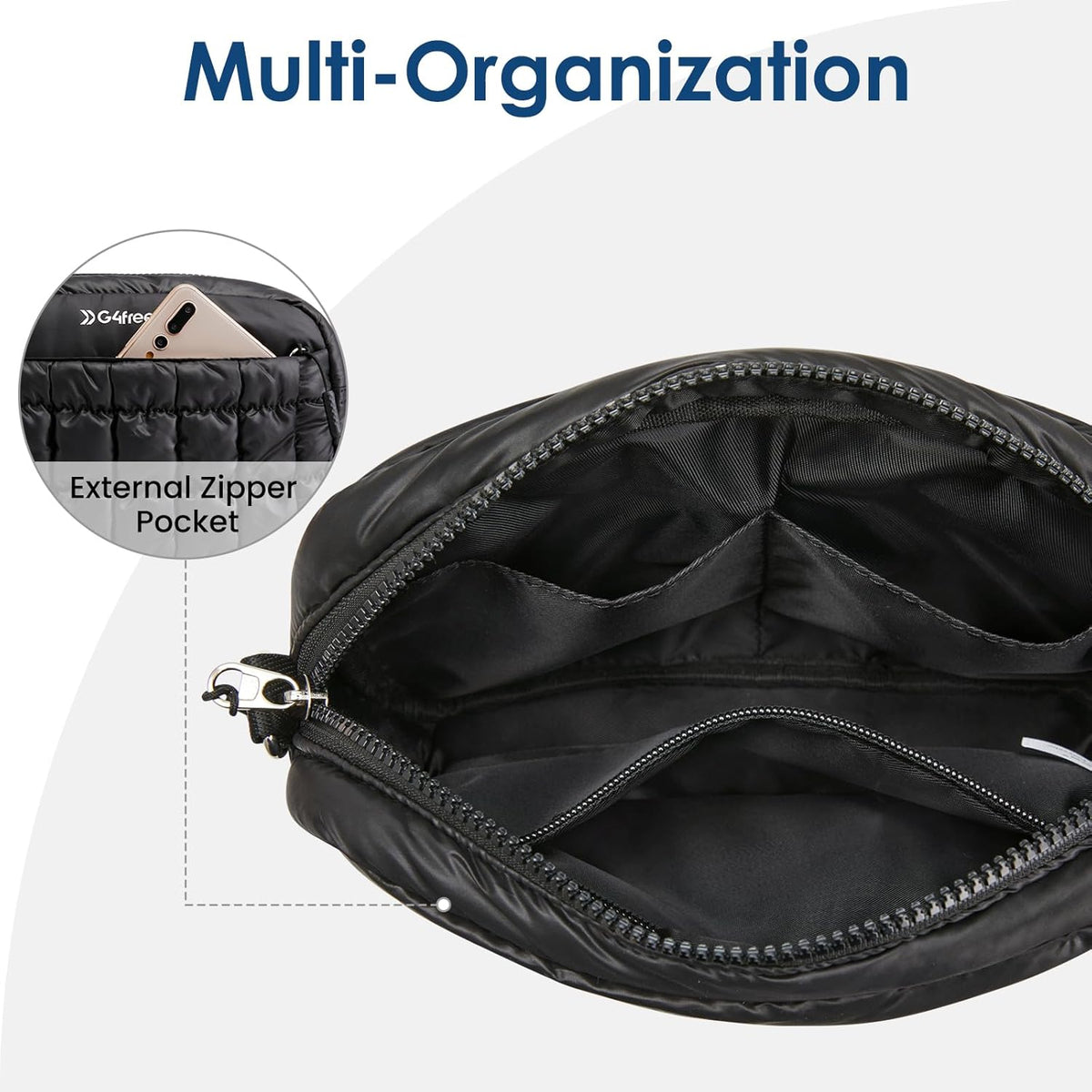 G4Free G4Free Women Quilted Clutch Puffer Crossbody Bag 