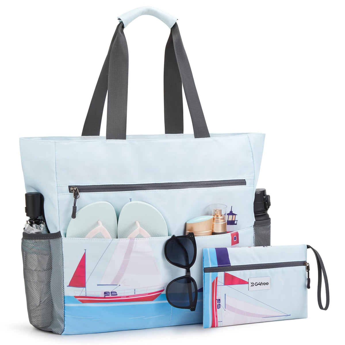 G4Free G4Free Foldable Waterproof Sandproof Tote Beach Bag 