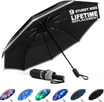 G4Free G4Free Eco Fiberglass Frame Double Canopy Reflective Strip Auto Folding Umbrella 