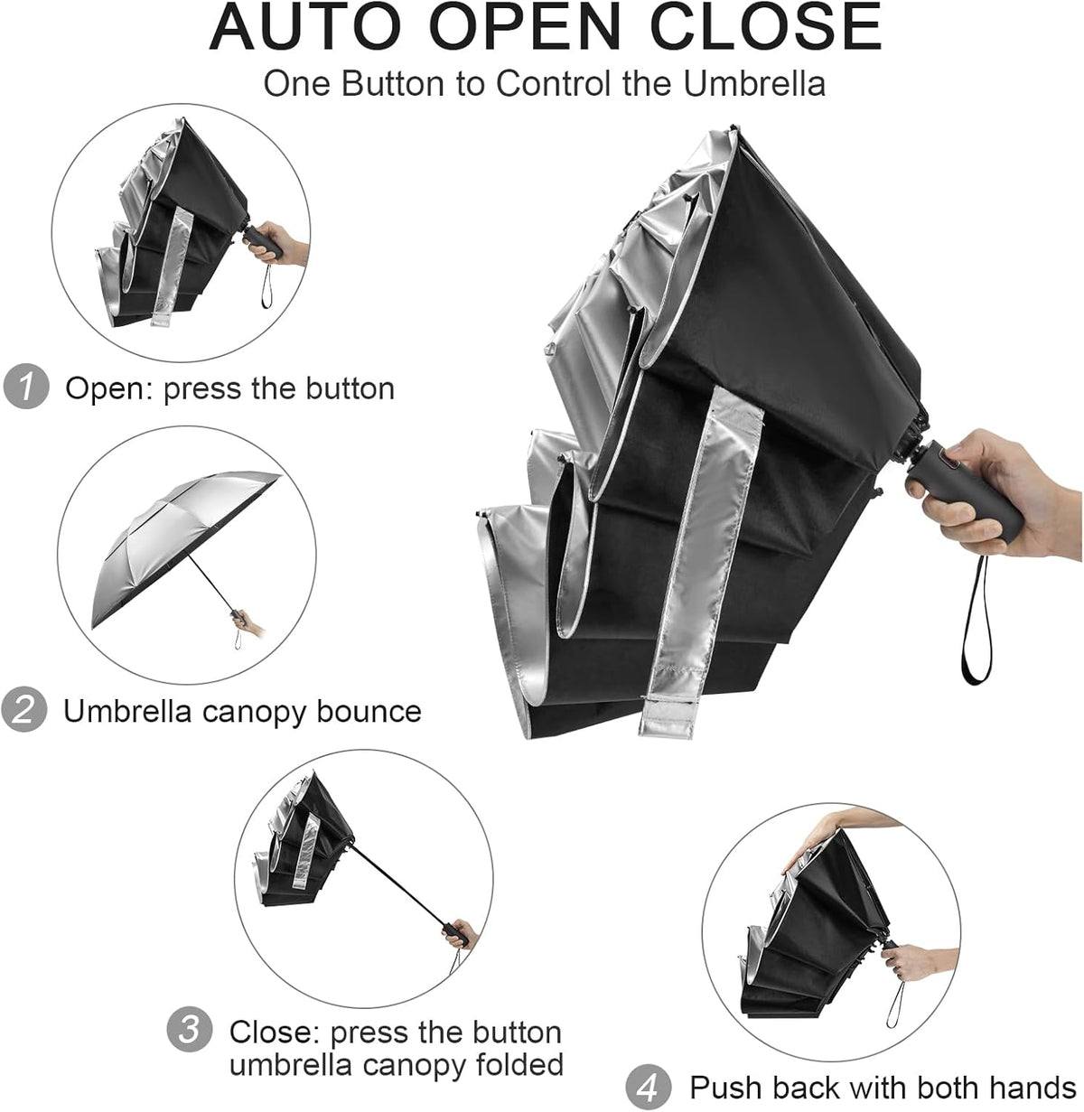 G4Free G4Free 42/46/54/62 Inch 10 Ribs Windproof for Rain Double Canopy Auto Umbrella 