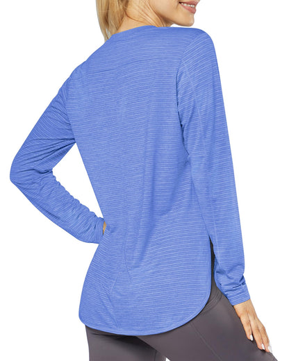 Quick Dry Scoop Neck UV Long Sleeve Workout Tops