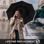 G4Free G4Free Eco Fiberglass Frame Double Canopy Reflective Strip Auto Folding Umbrella 