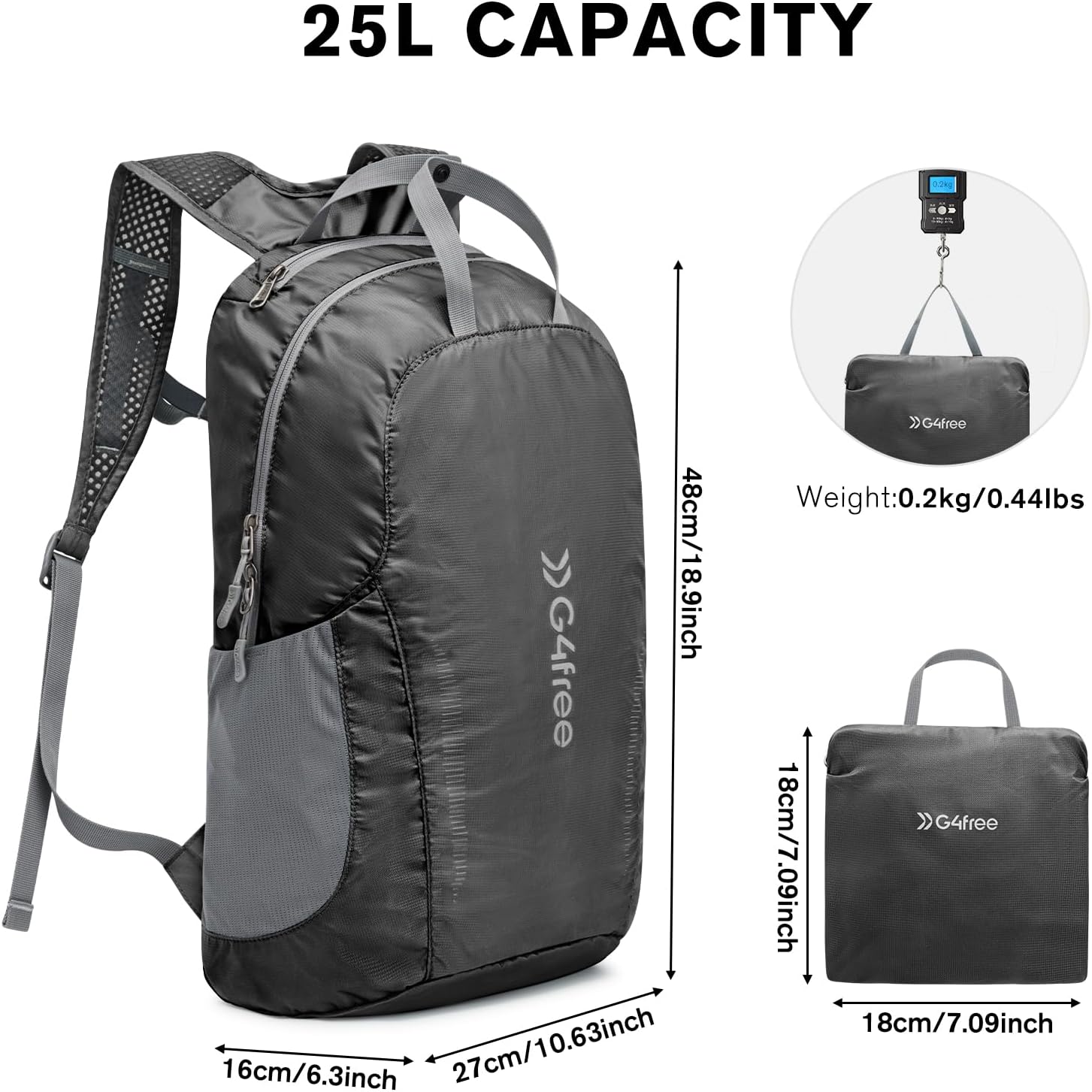 G4Free G4Free 25L Women Packable Foldable Water Resistant Hiking Backpack 