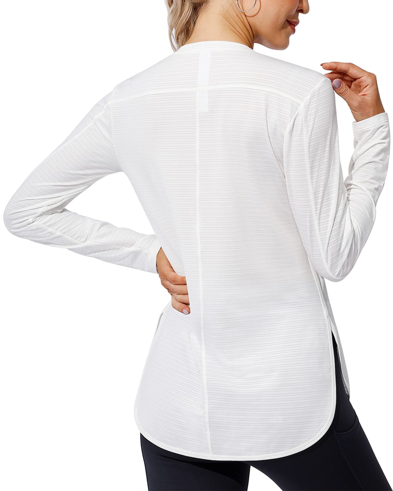 Quick Dry Scoop Neck UV Long Sleeve Workout Tops