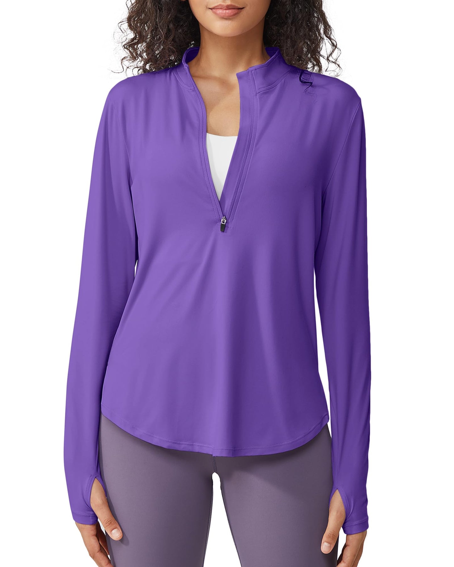 Quick Dry High Neck Sun Half Zip Workout Tops