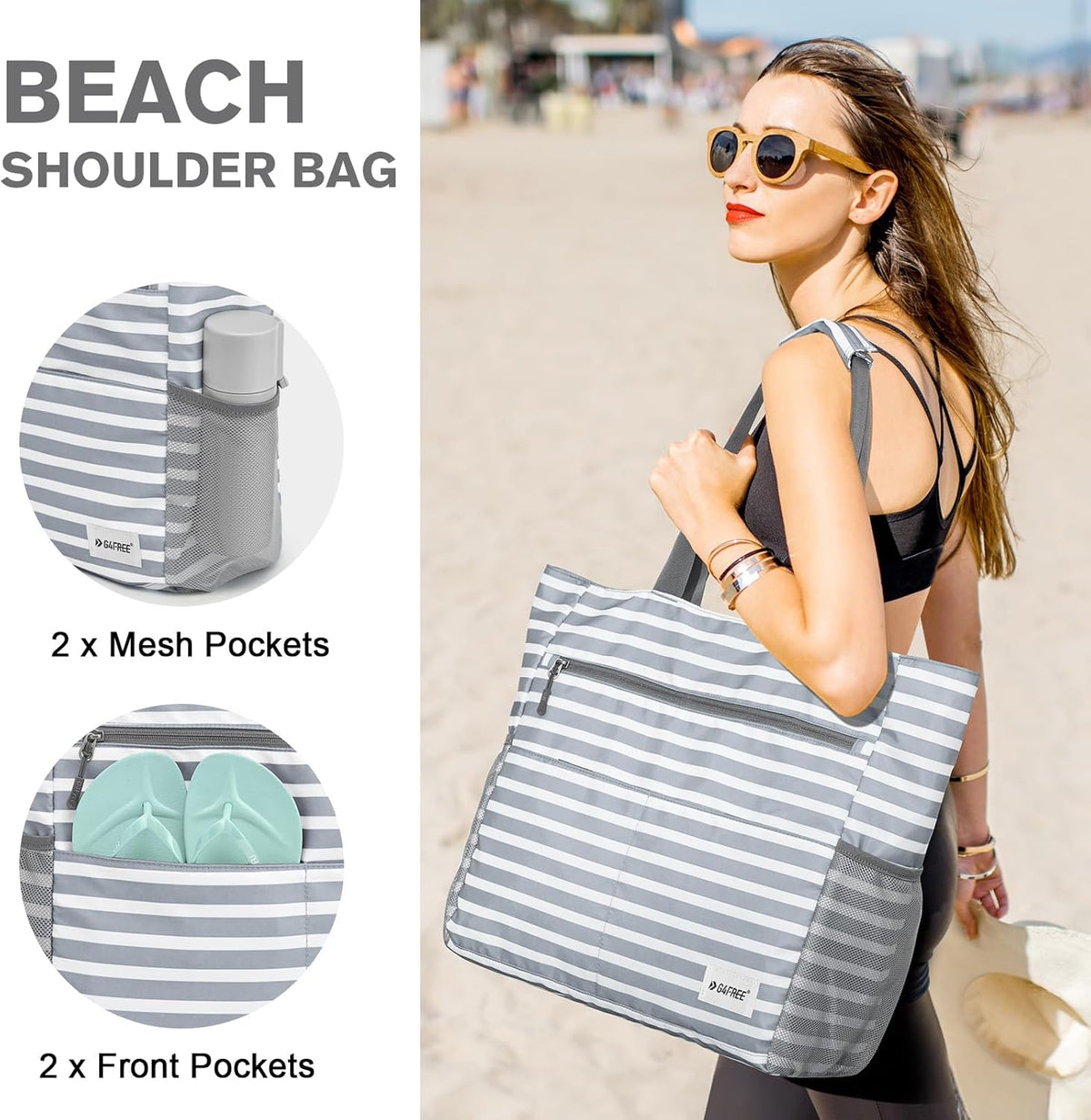 G4Free G4Free Foldable Waterproof Sandproof Tote Beach Bag 