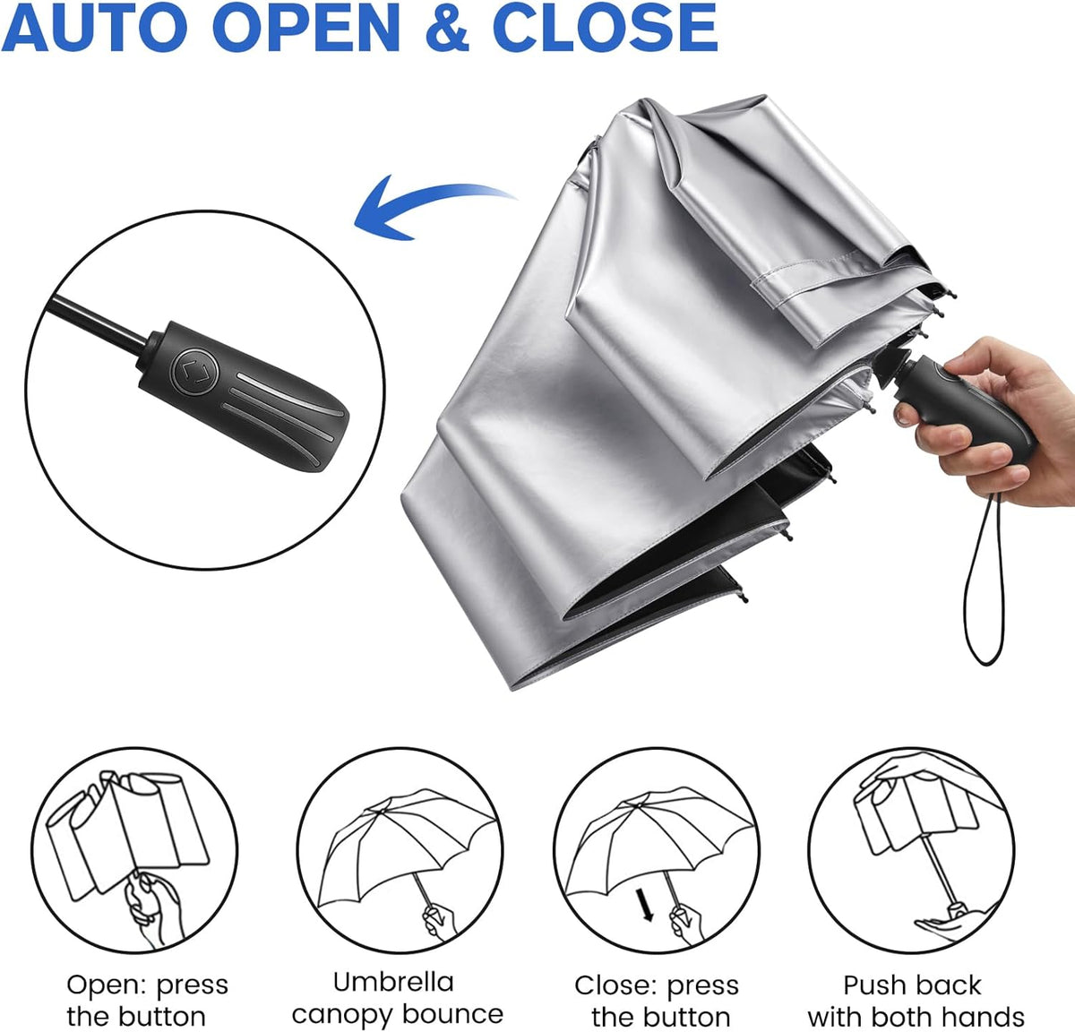 G4Free G4Free 46 Inch UPF 50+ UV Protection Sun Double Layer Windproof Auto Umbrella 