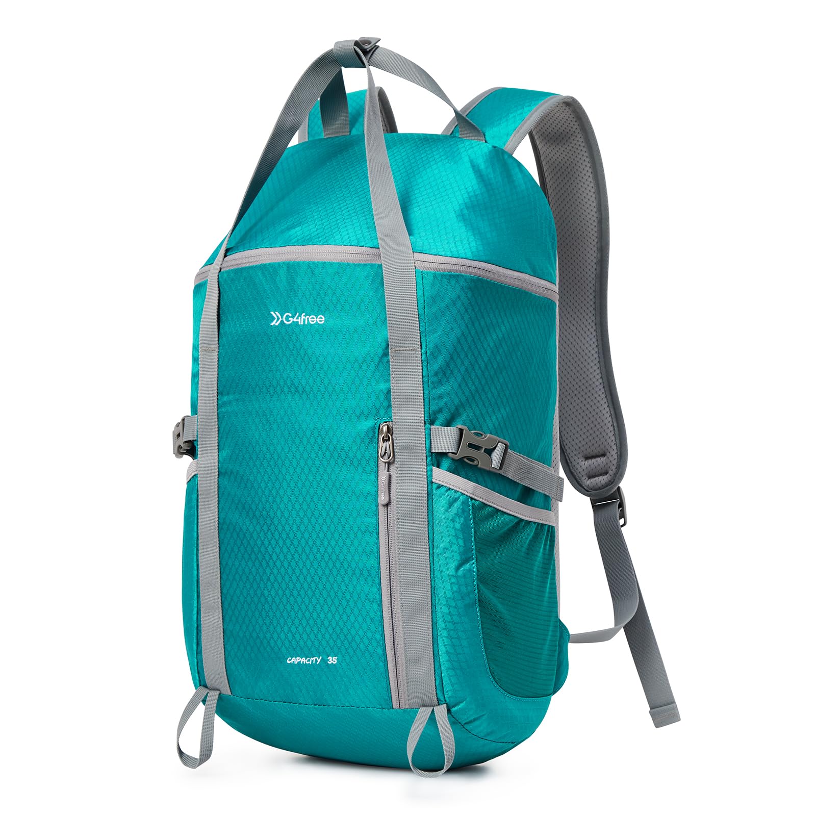G4Free G4Free 35L Waterproof Travel Hiking Backpack #Grey-Bluish Grey-Teal