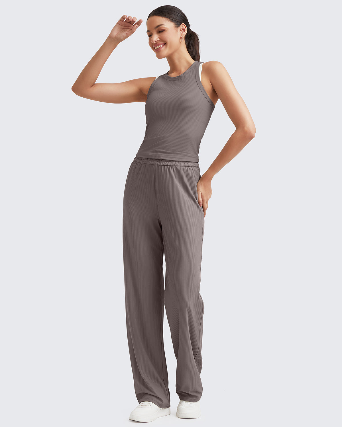 G4Free Activewear Ribbed High-Rise Seamless Work Pants 