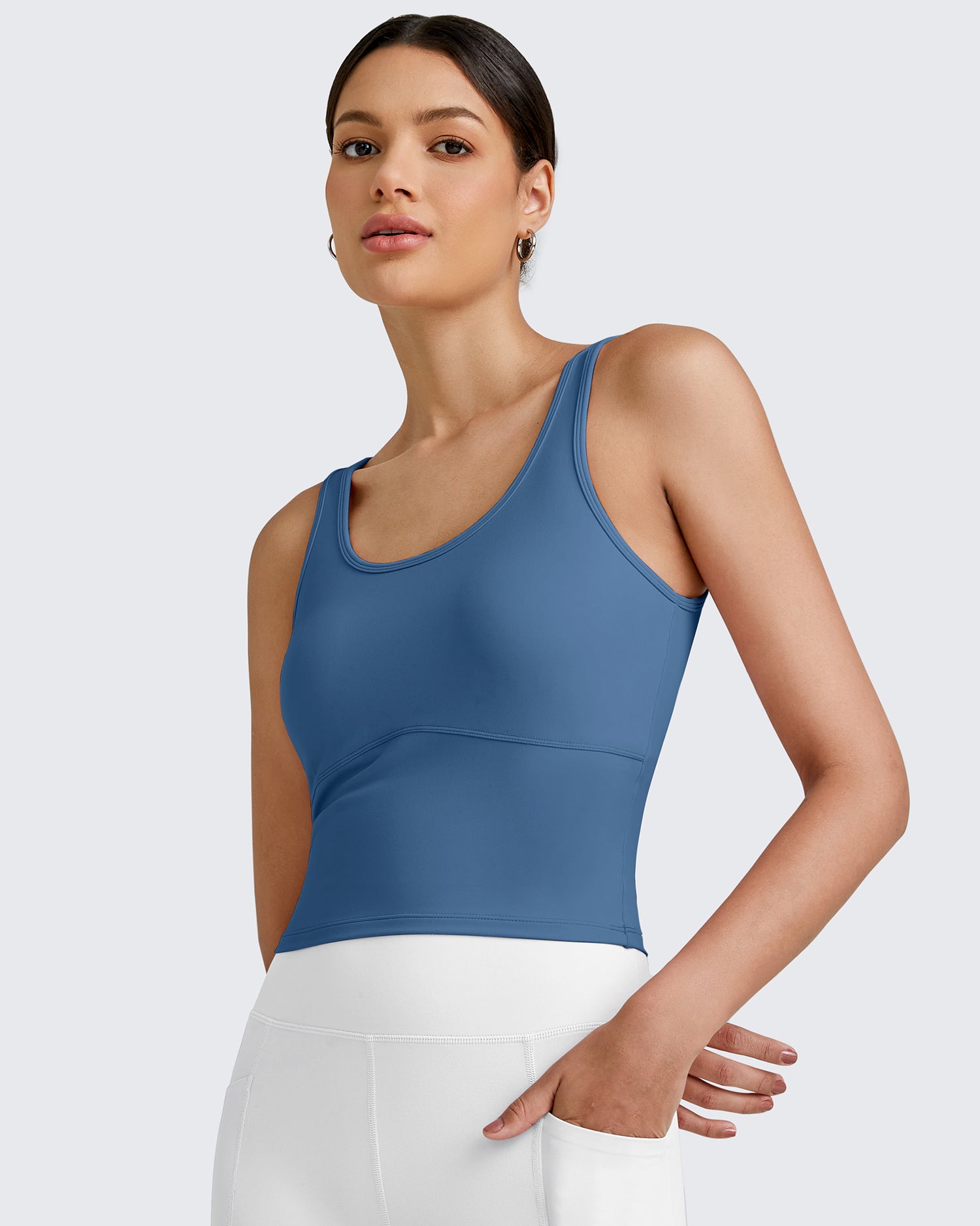 G4Free Activewear BareFeel Built in Bra Workout Tank Tops 