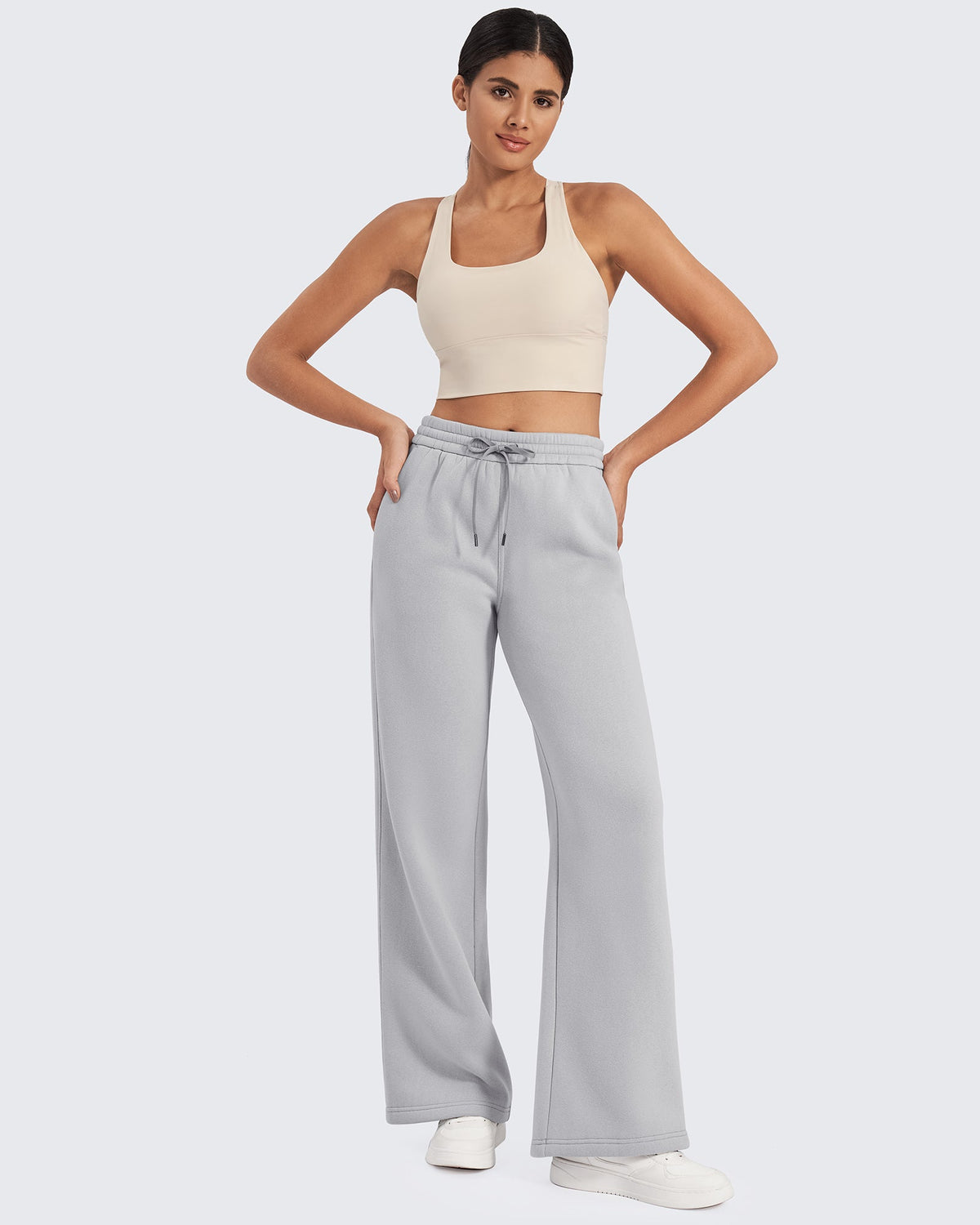 G4Free Activewear Fleece Lined Drawstring High-Waist Pants 