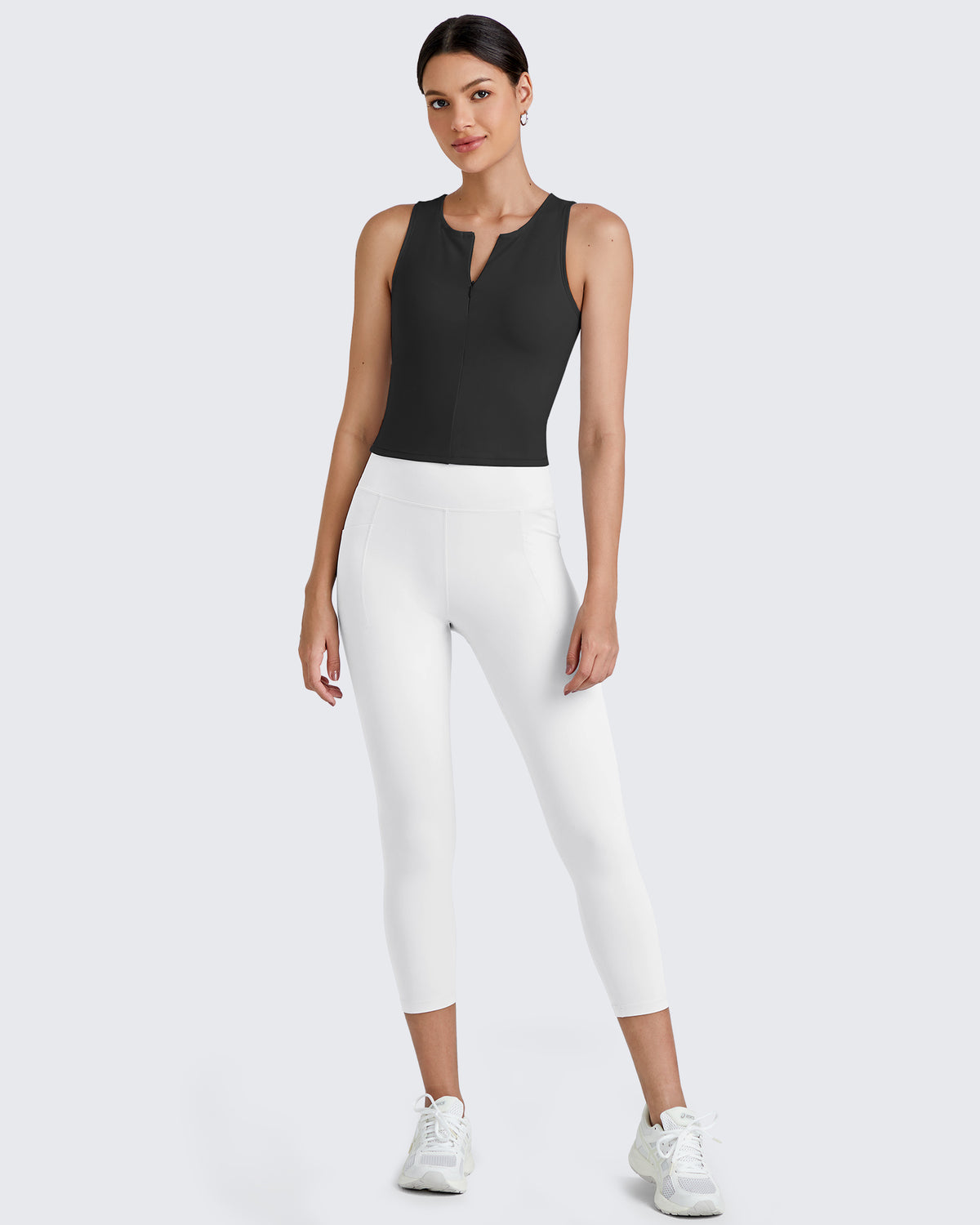 G4Free Activewear BareFeel Half Zip Cropped Workout Tank Tops 