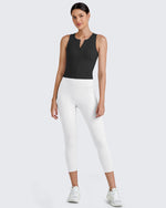 G4Free Activewear BareFeel Half Zip Cropped Workout Tank Tops 
