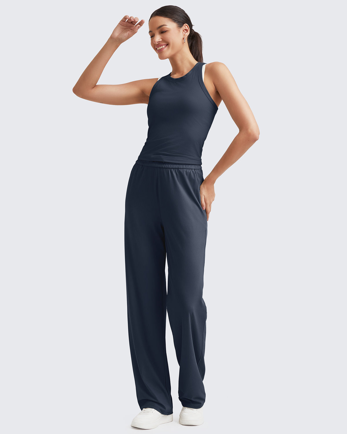 G4Free Activewear Ribbed High-Rise Seamless Work Pants 