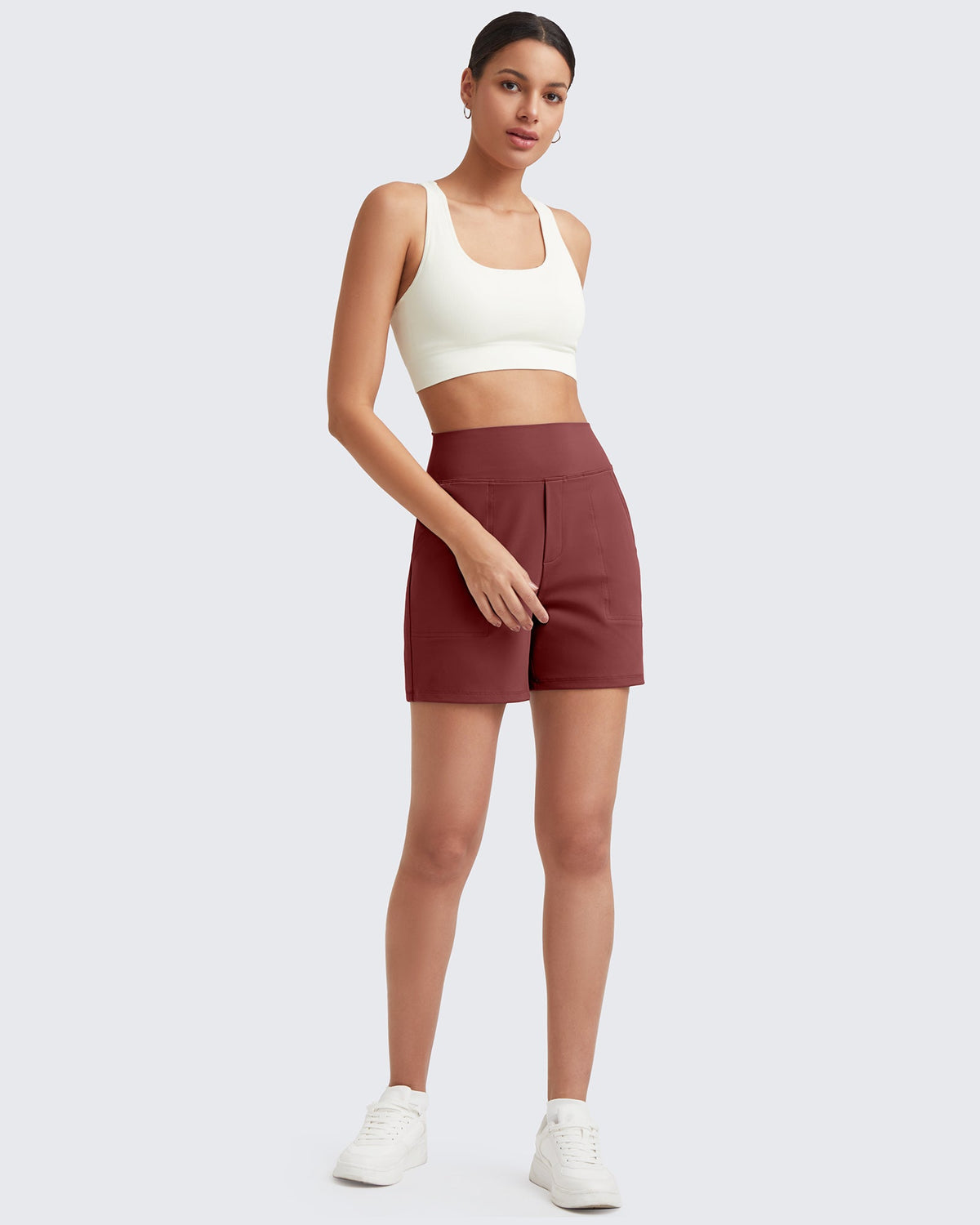 G4Free Activewear High-Waist Burmuda Athletic Shorts 5'' 