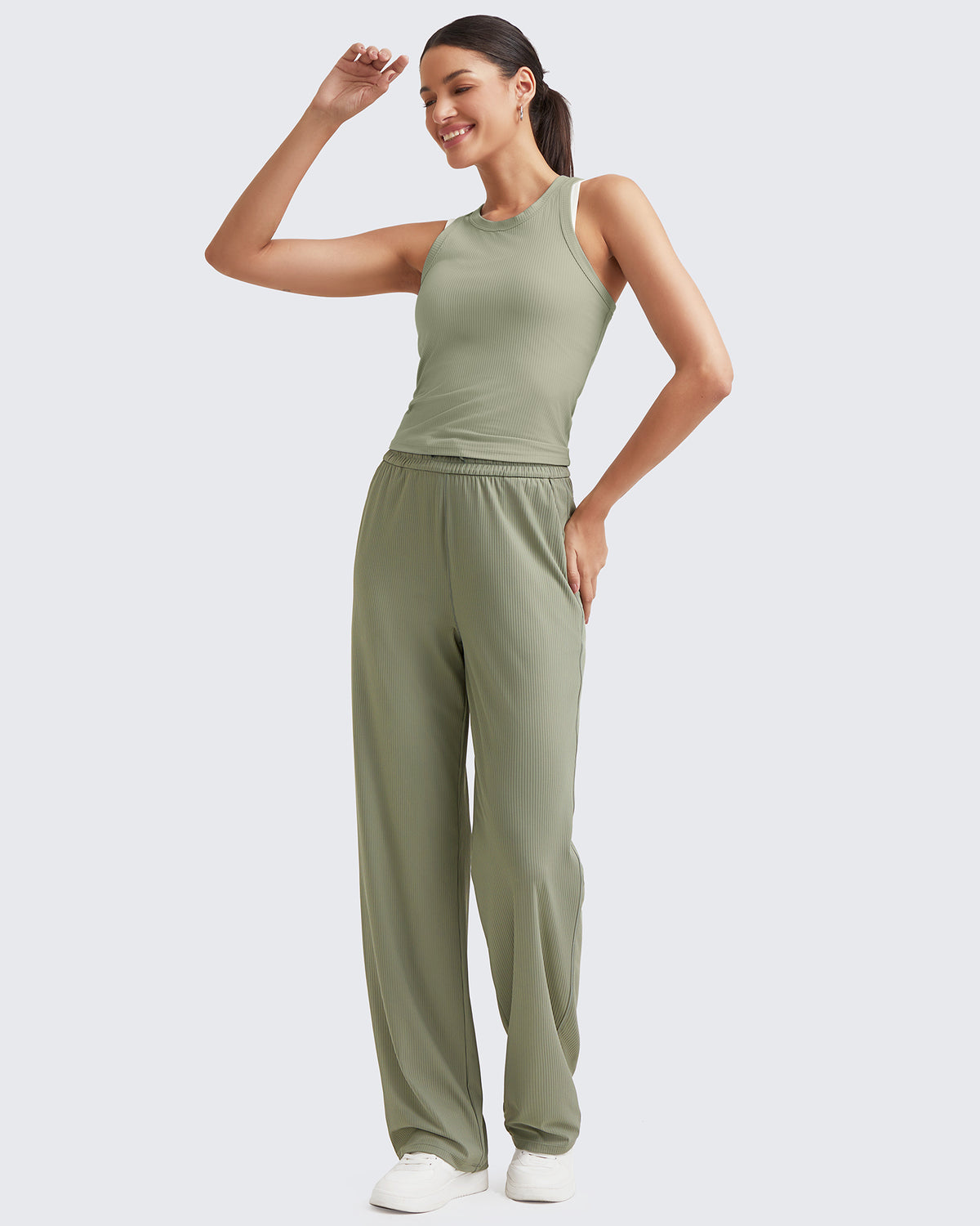 G4Free Activewear Ribbed High-Rise Seamless Work Pants 
