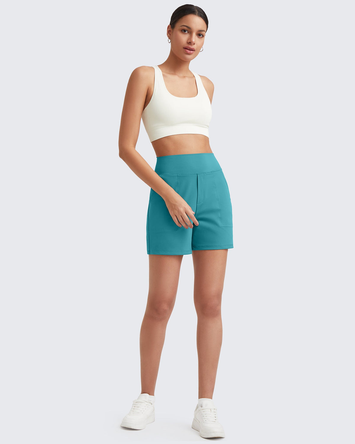 G4Free Activewear High-Waist Burmuda Athletic Shorts 5'' 