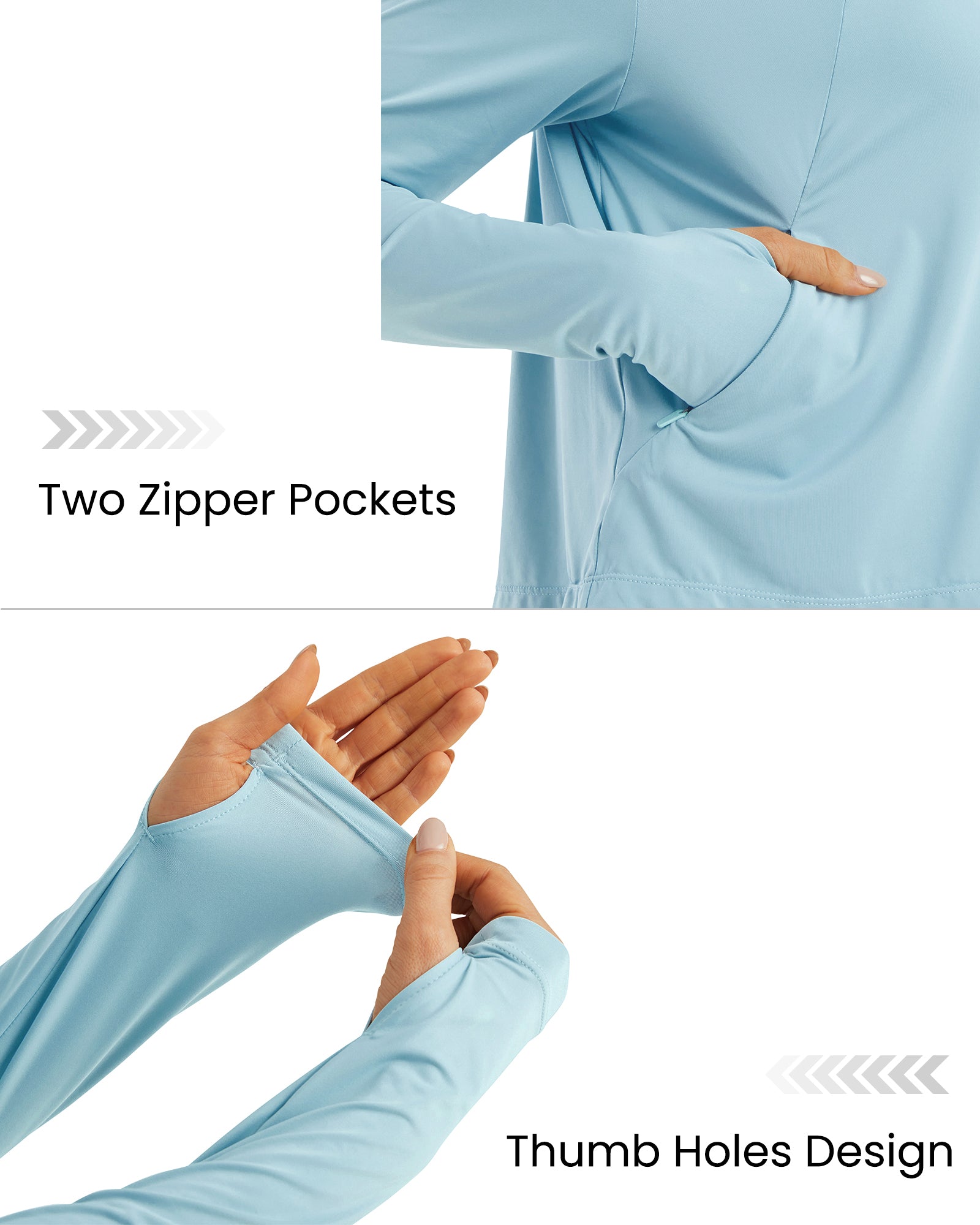 G4Free Activewear UV Sun Crop Zip Hoodie Long Sleeve 