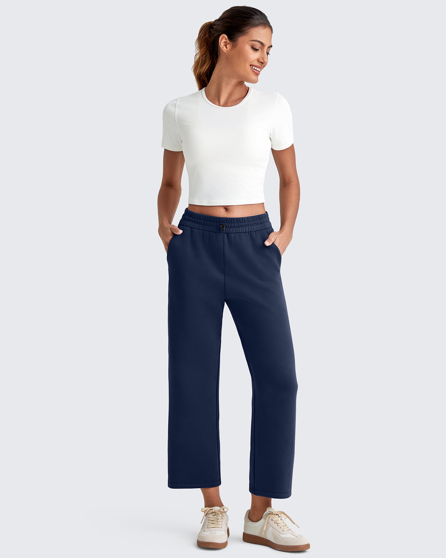 Smoofit High Waist Wide Leg Capris Pants