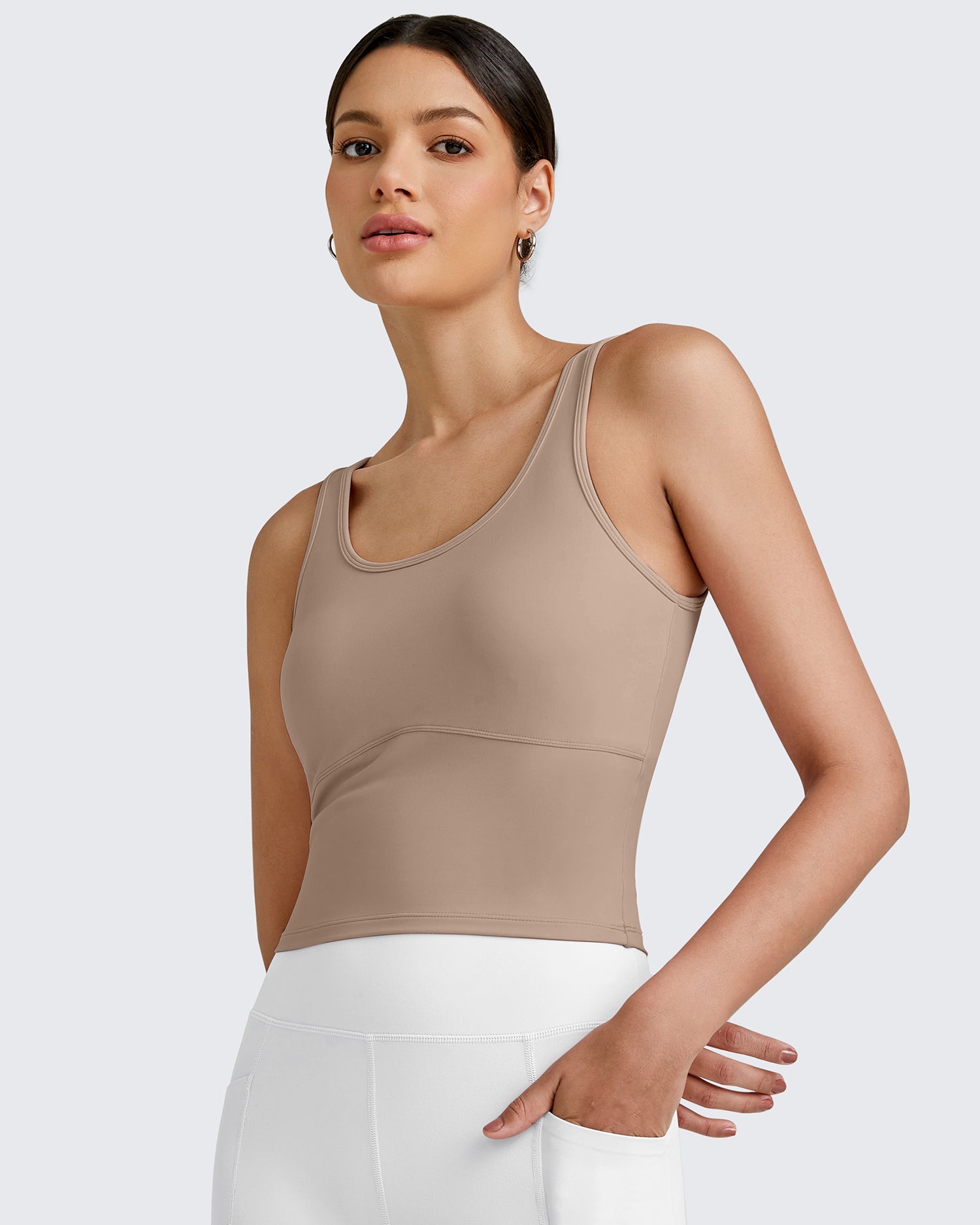 G4Free Activewear BareFeel Built in Bra Workout Tank Tops 