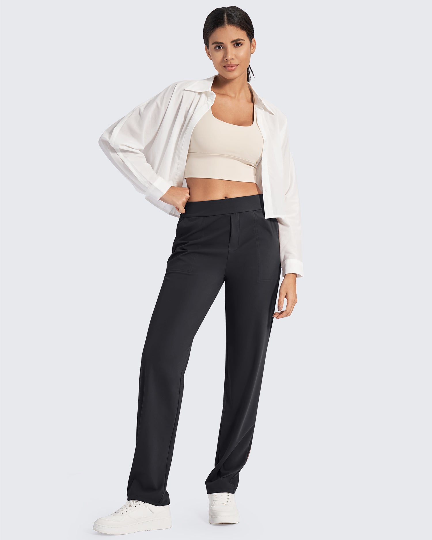 High-Waist Straight Work Pants 28