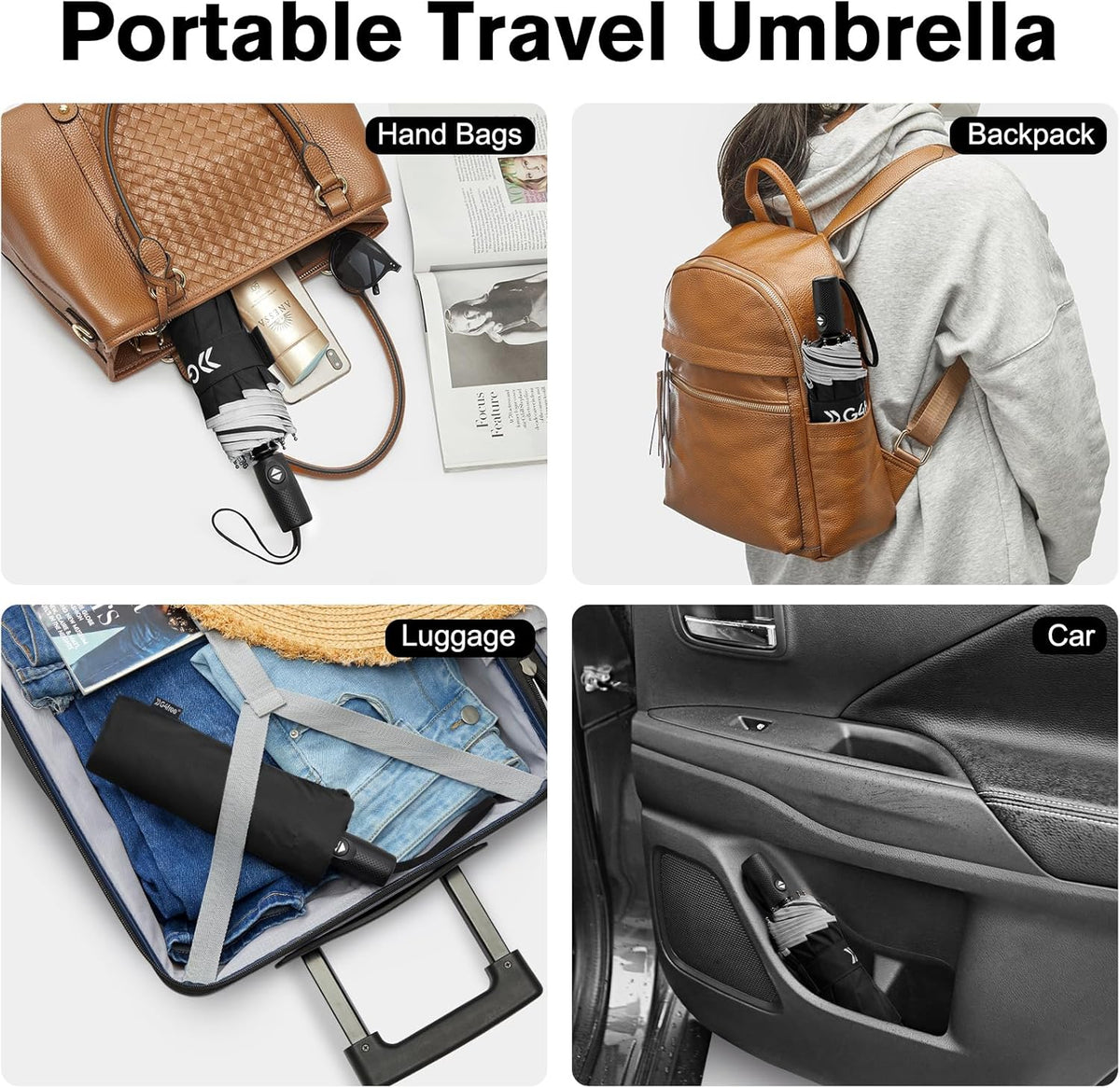 G4Free G4Free Eco Fiberglass Frame Double Canopy Reflective Strip Auto Folding Umbrella 