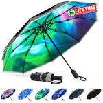 G4Free G4Free Eco Fiberglass Frame Double Canopy Reflective Strip Auto Folding Umbrella 