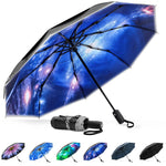G4Free G4Free Eco Fiberglass Frame Double Canopy Reflective Strip Auto Folding Umbrella 