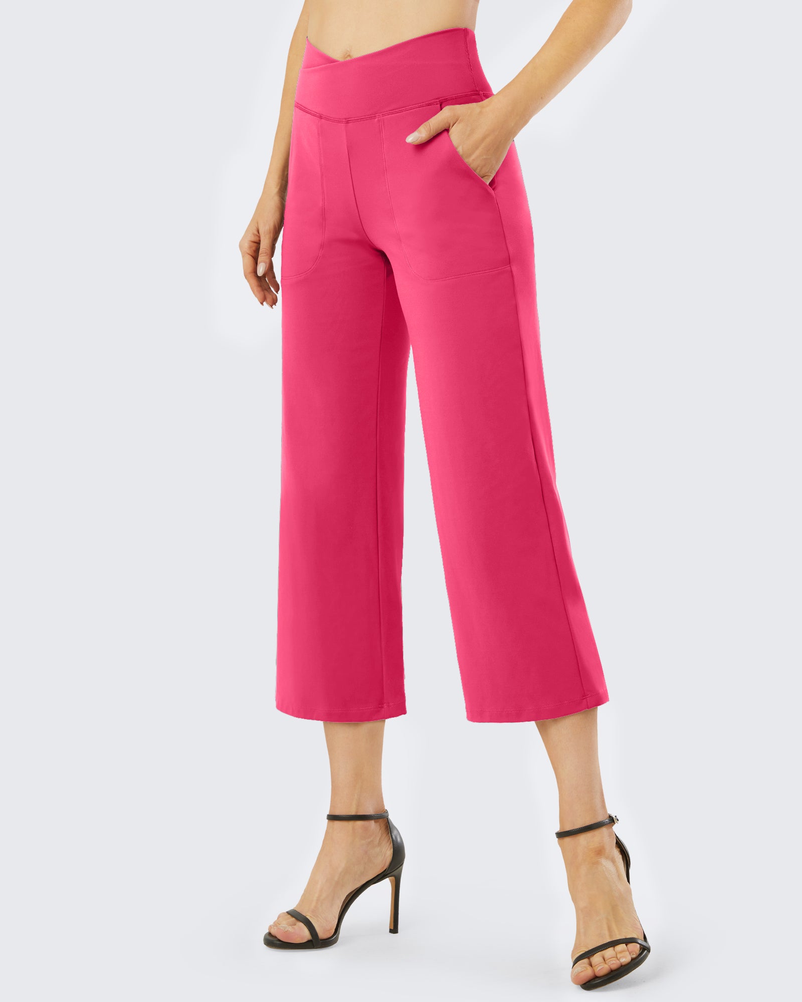 G4Free Activewear Wide Leg High-Waisted Capri Work Pants 23 