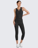 G4Free Activewear BareFeel Half Zip Cropped Workout Tank Tops 