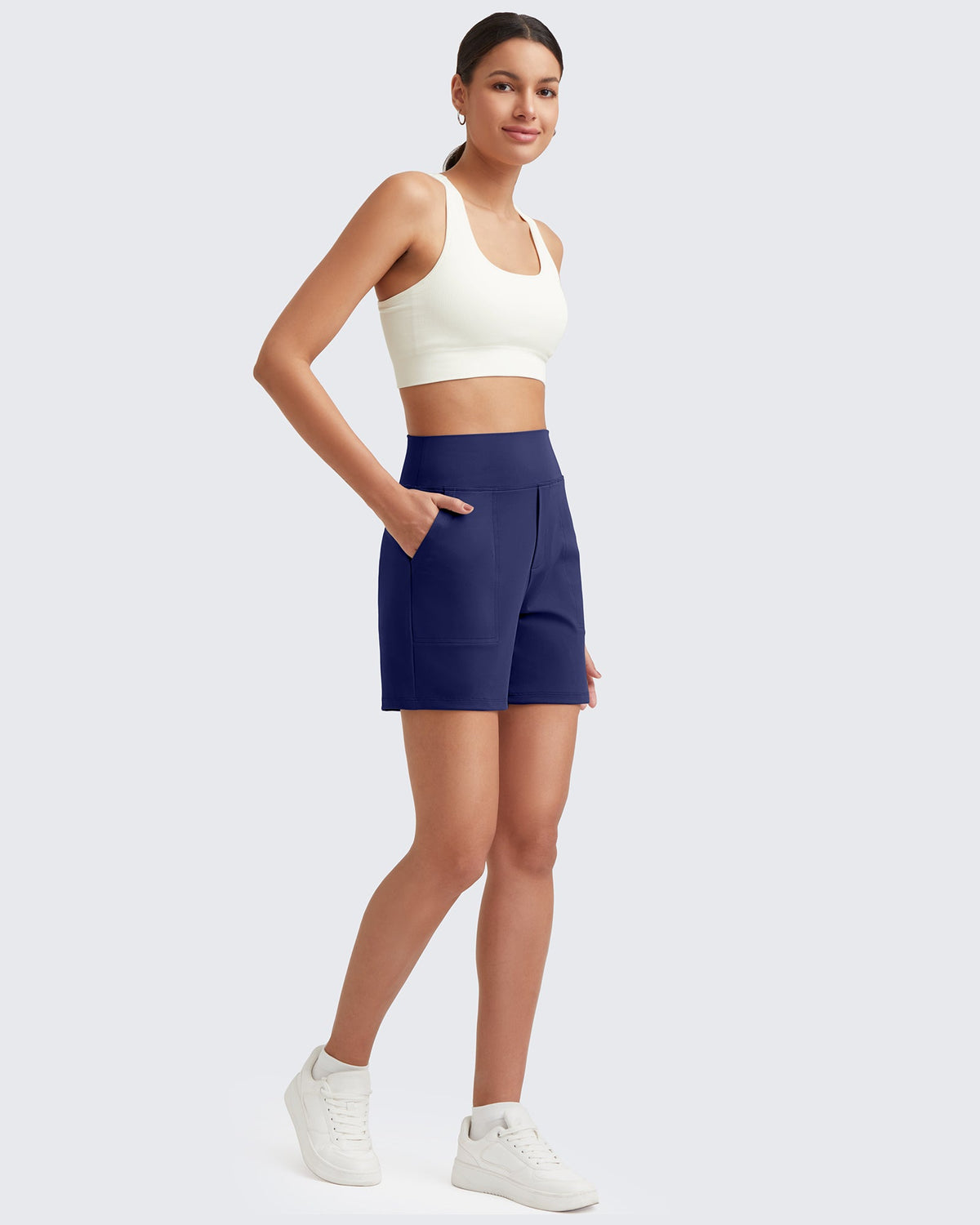 G4Free Activewear High-Waist Burmuda Athletic Shorts 5'' 