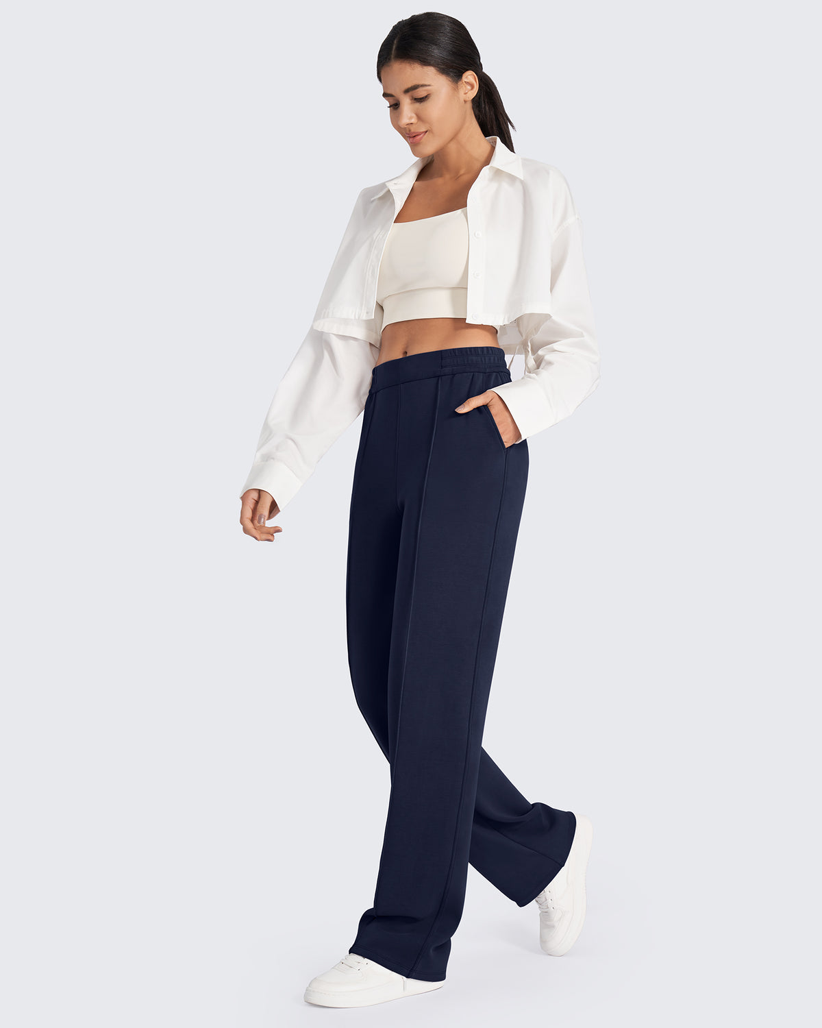 G4Free Activewear Smoofit Loose High-Rise Elastic Dressy Pants 