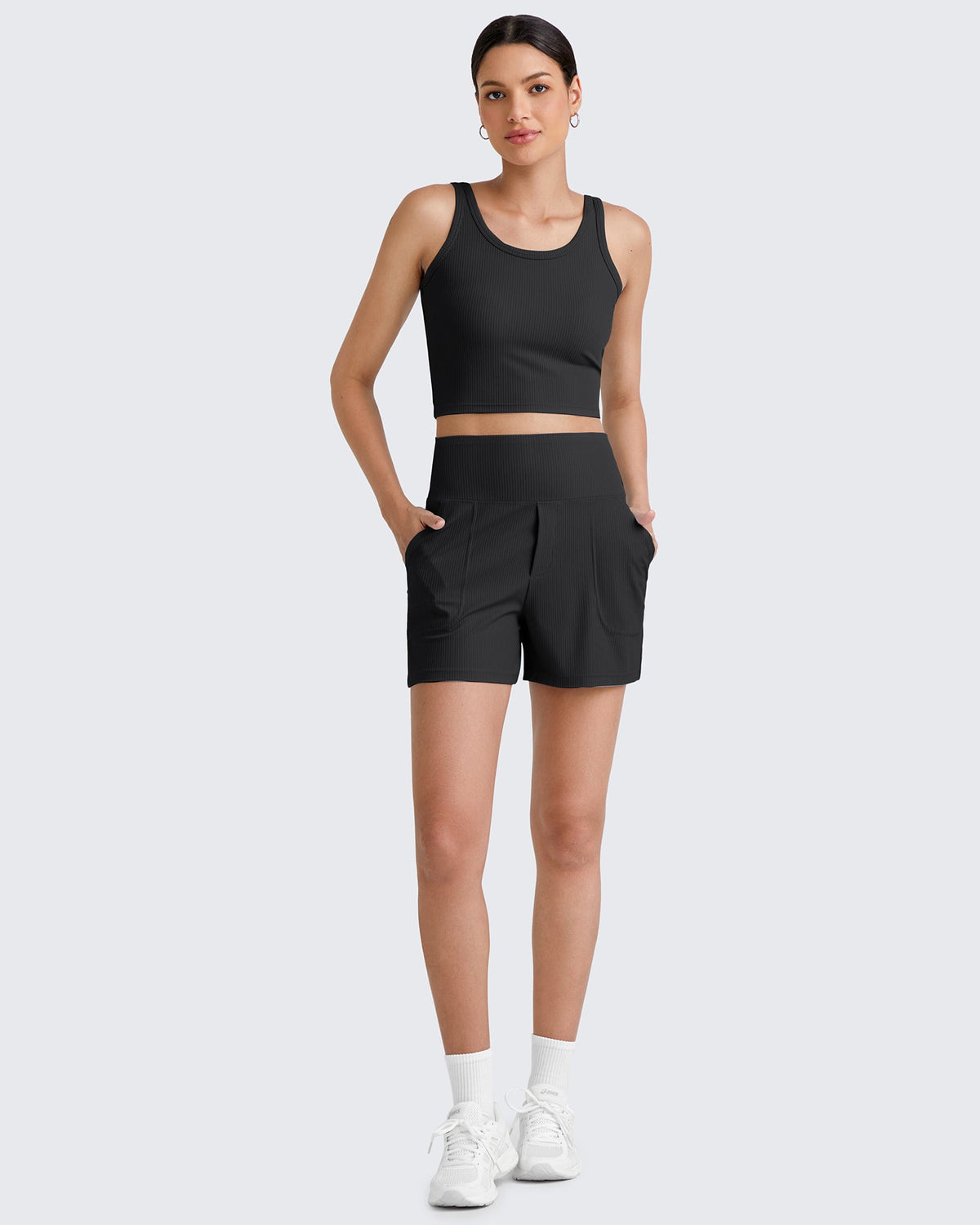 G4Free Activewear Ribbed Slim Workout Tank Crop Tops 